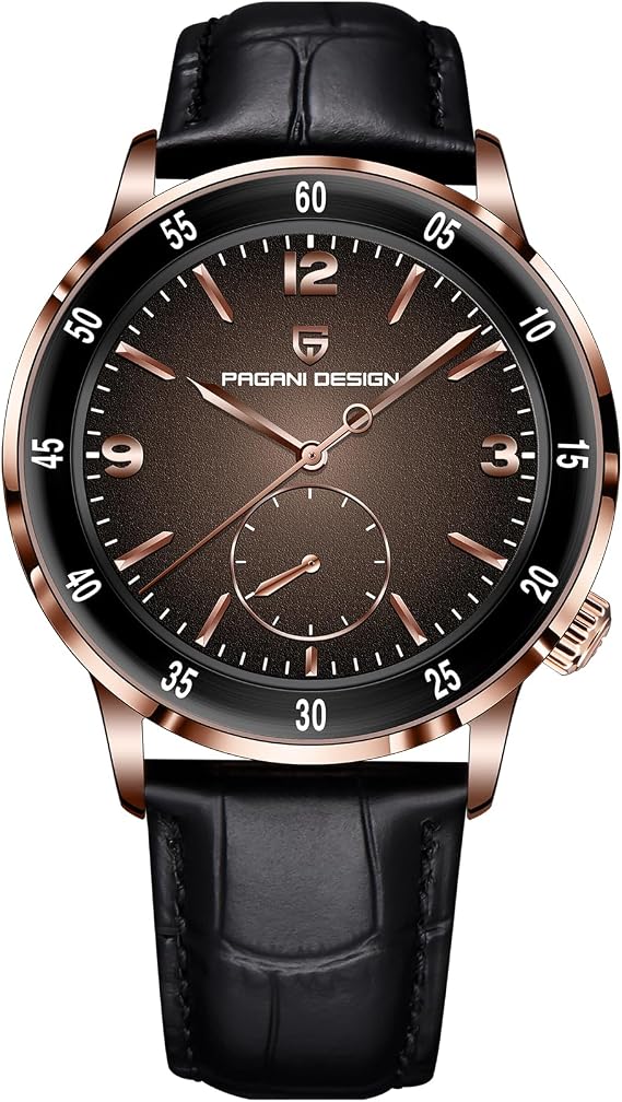 Pagani Design Men's Automatic Watch Easy-to-Read Large dial Mechanical Watch Synthetic Sapphire Crystal 100 metre Water-Resistant Ultra-Flat Men's Leather Watch
