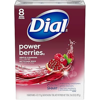 Dial Skin Care Bar Soap, Power Berries, 4 Ounce, 16 Bars