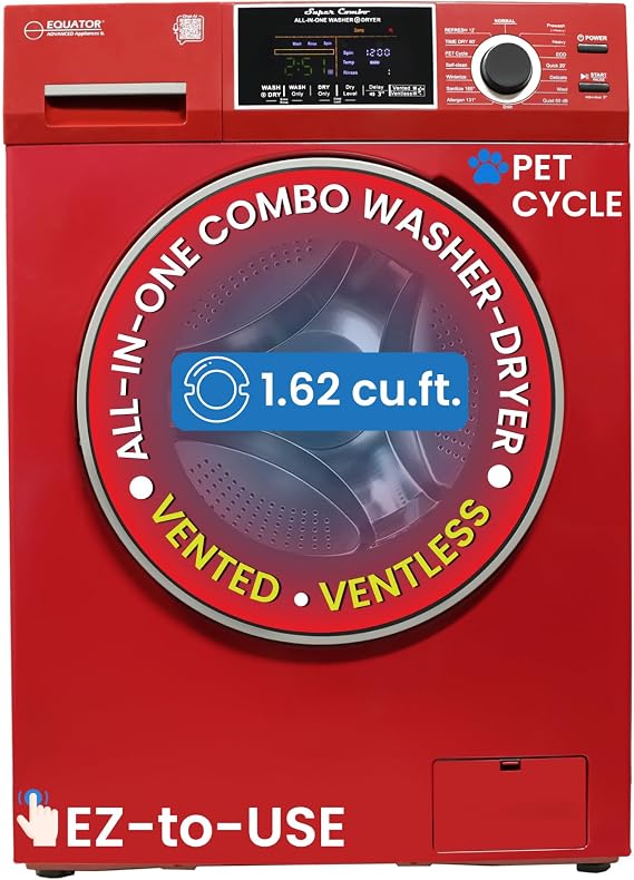 Equator 24" 110V Convertible Compact Combo Washer Dryer, Merlot