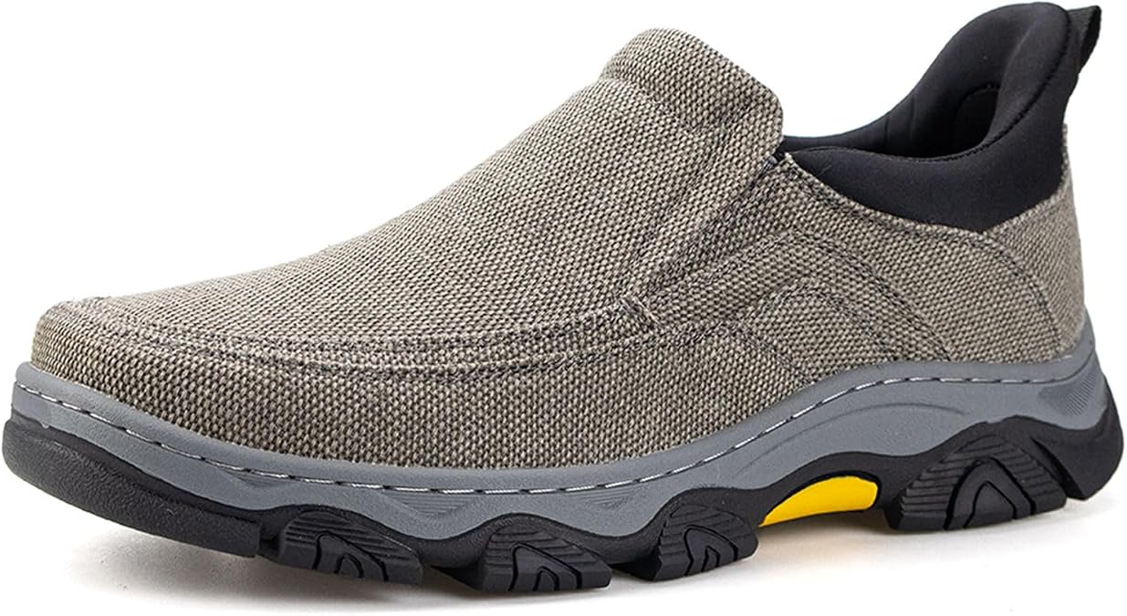 UPIShi Men's Hands Free Slip On Walking Loafer Slip-ins Casual Canvas Lightweight Indoor Outdoor Cushioning Shoes
