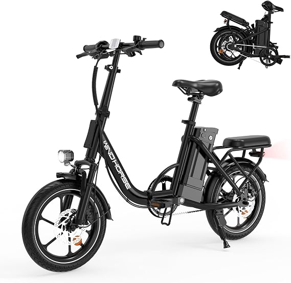RIDWIND 16" Folding Electric Bike Adults, Peak 630W Adult Electric Bicycles, Up to 25 MPH and 35 Miles Foldable Ebikes, Electric Bike for Teens with 36V 8Ah Removable Battery, UL2849 Certificate