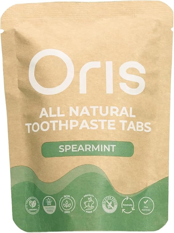 Oris Natural Dental Paste Tablets - Hydroxyapatite Enamel Remineralization Tablets - Suitable for Children and Easy to Carry - 62 Pieces (Cane Grass)