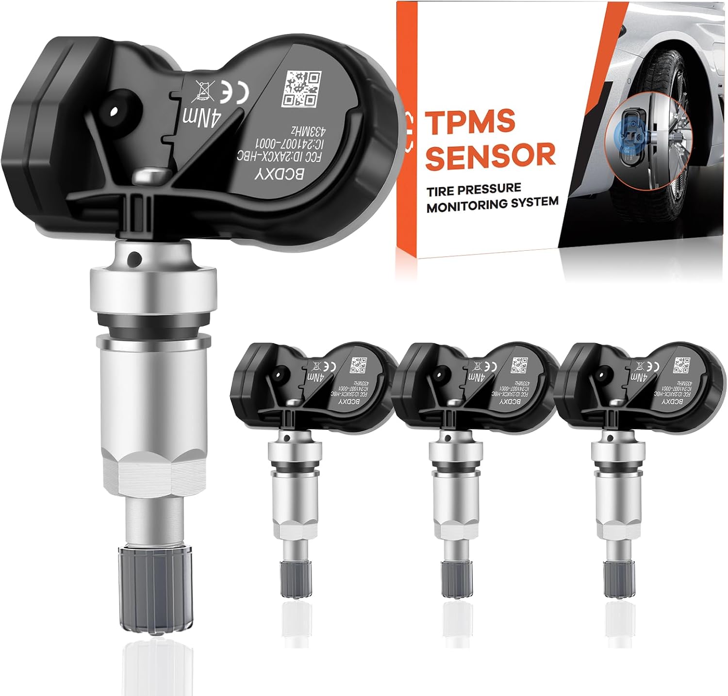 4PCS Multi-Protocol TPMS Tire Pressure Sensors Fit for Mercedes-Benz All Models 315&433MHz Tire Pressure Monitoring System Fit for GLC-Class, A-Class, C-Class, E-Class, GLA-Class