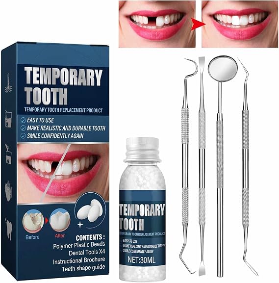 Tooth Repair Kit, Moldable Tooth Filling Repair Kit,Temporary Tooth Replacement Kit,Teeth Repair Kit with Dental Tools, Dental Care Kit for Fixing Missing & Broken Replacements, Teeth DIY at Home
