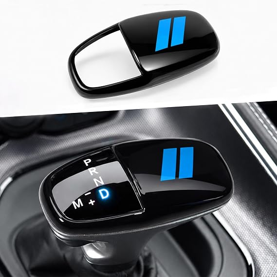 Gear Shift Knob Head Cover for Dodge Charger Accessories 2015-2023 Challenger 2015-2024 Durango 2016-2025 2026 ABS Interior Shell Insert Decoration Protector Gear Shifter Cover (Blue Trim)
