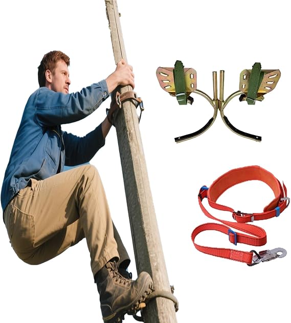 Adjustable Pole Climbing Shoes, Portable 1 Pair Electrician Foot Buckle/Tree Climbing Spikes Set, Lineman Climbers Gear 250 350 400 450 500 550 Mm Dia(400mm/15.7'')