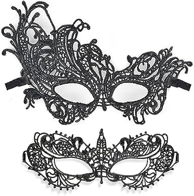 MYMENU Masquerade Mask for Women Venetian Lace Eye Mask For Party Prom Ball Costume Mardi Gras Party Supplies Phoenix Black  Anna Black