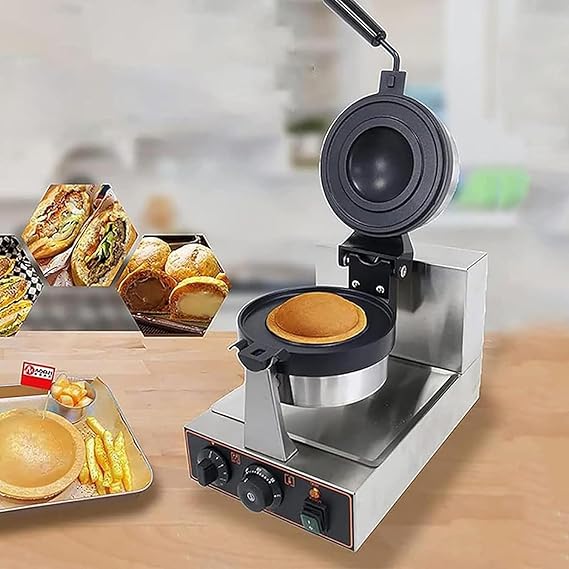 UFO Burger Maker Machine, Commercial Gelato Panini Press Machine, Ice Cream Filling Waffle Maker 50-300C Temperature Control Double-Sided Heating 5 Minutes Timer,A