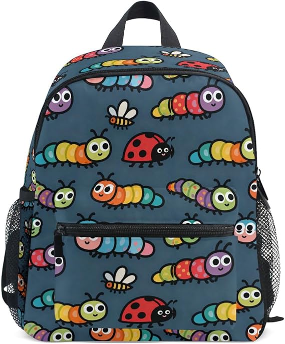 Kid Backpack Cartoon Colorful Caterpillars Insect Toddler School Book Bag Kindergarten Bookbag Travel Bags for Girls Boys