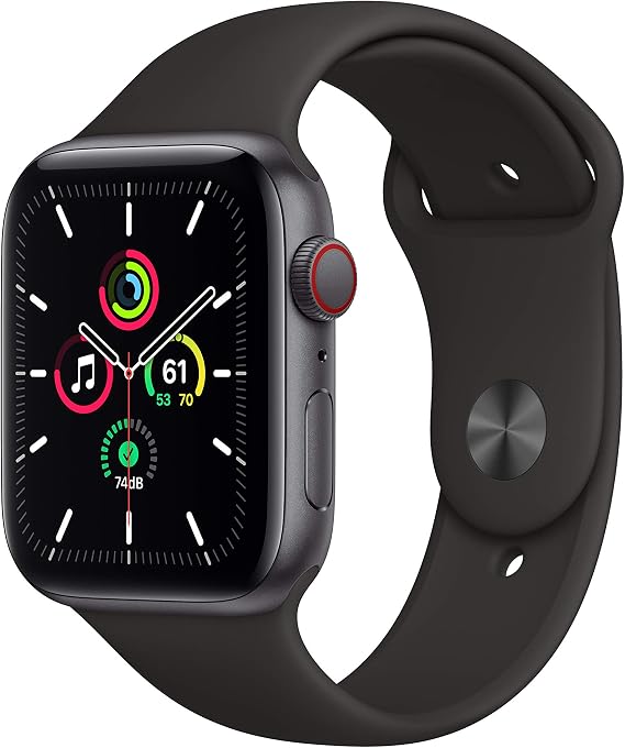 Apple Watch SE (GPS + Cellular, 44mm) - Space Gray Aluminum Case with Black Sport Band