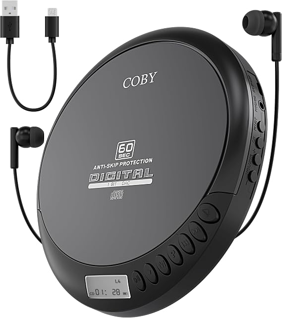 Coby Portable CD Player, 60 Second Anti Skip, FM Radio, CD Player for Car