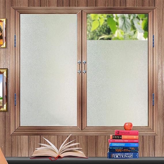 Zindoo pencere folyosu, görüş engelleyici folyo, 44,5 x 200 cm, yapıştırıcısız, buzlu cam folyosu, banyo, duşakabin, soyunma ve konferans odaları için iyi mahremiyet koruması