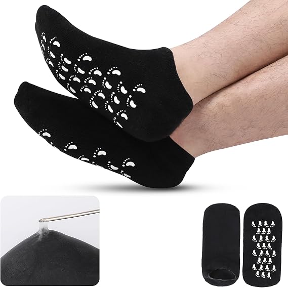 Large Silicone Moisturizing Socks for Men - 1 Pair Soft Foot Care Socks - 11 Large Size Feet Moisturizing Socks for Dry Cracked Feet (Size L)