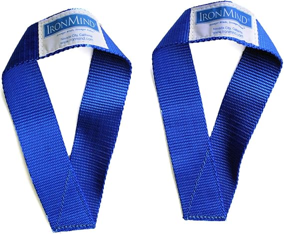 IronMind Sew-Easy Lifting Straps, Blue, Pair | Closed-loop nylon lifting straps for quick setup and a secure grip