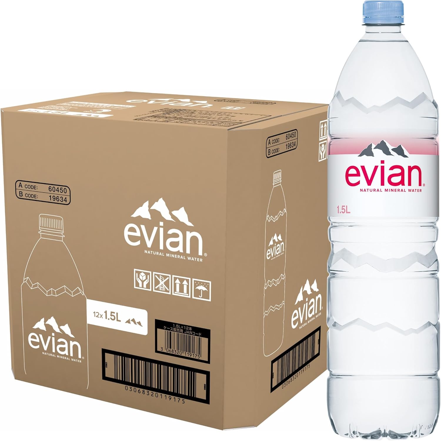 Evian Evian Itoen evian Hard Water Mineral Water PET Bottle 1.5L x 12 Bottles Official Import