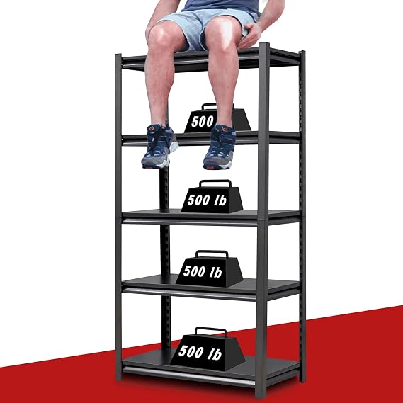 35.4" W x 15.7" D x 72" H Heavy Duty 5-Tier Metal Shelving Unit for Garage, Basement, Kitchen, Pantry, Closet - 2500lbs Weight Capacity