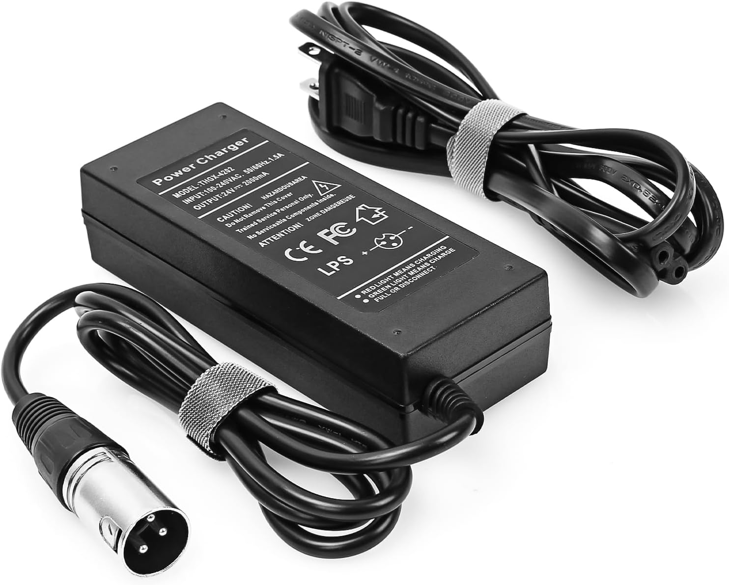 ANTOBLE 24V 2A Scooter Charger Compatible with Pride Mobility Go-Go Elite Ezip Jazzy Power Chair XLR Electric Scooter Battery Charger for Pride Mobility Scooter Parts Power Supply Adapter Replacement
