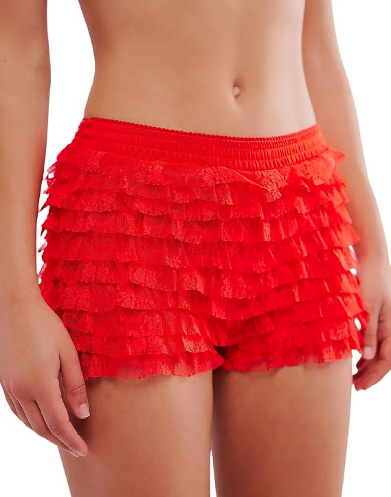 Y2k Lace Bloomers for Women Lolita Layered Ruffle Shorts