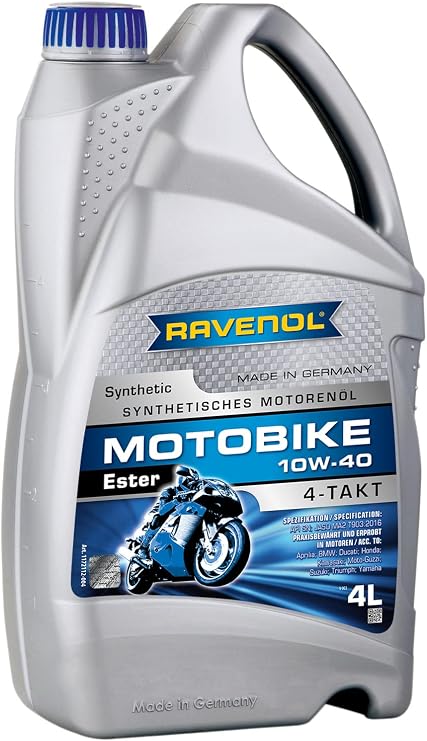 RAVENOL J1V1004 SAE 10W-40 4-Stroke Motorcycle Oil - 4-T Semi-Synthetic Est