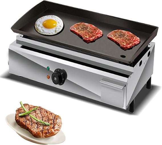 2500W 21" Commercial Electric Countertop Griddle Grill, Stainless Steel Restaurant Grill Tabletop Flat Grill with Adjustable Temperture Control Nonstick Flat Top Grill