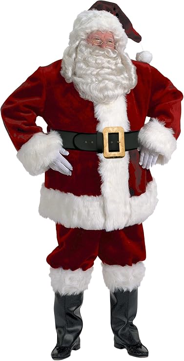 Halco Majestic Santa Suit Claus Deluxe Thick Burgundy Plush Pile Full Costume Set Outfit
