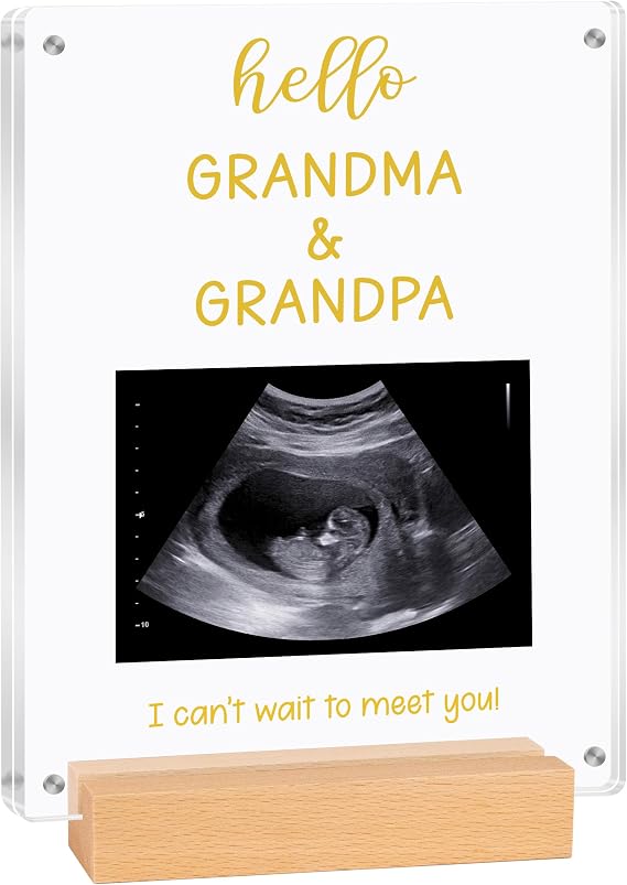 Blinking Stars Acrylic Ultrasound Picture Frame- Pregnancy Announcement For Grandparents, Baby Reveal Ideas, Grandma And Grandpa To Be Gifts- Baby Announcement Sign, Sonogram Keepsake Photo Frame