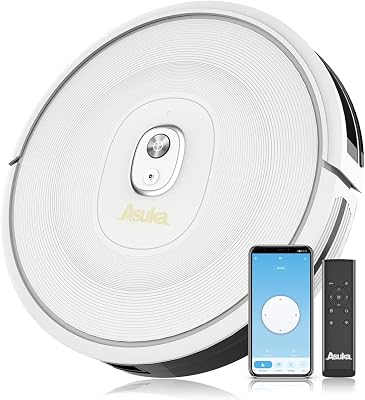 Asuka Robot Vacuum Cleaner S1 - Quite Robotic Vacuum Cleaner No-Go Areas 2000Pa Slim Design Robot Vacuums Carpets Boost Intellect Self-Charging Vacuum Cleaner for Pet Hair- White