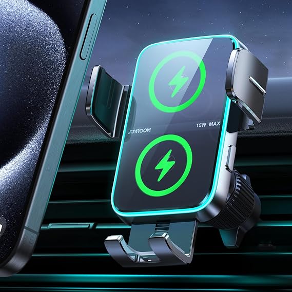 JOYROOM Wireless Car Charger MountDual Coil Car Phone Holder Charger with Auto Smart Clamping Alignment for iPhone 16 Pro Max 15 14 13 12 11 Pro Max, Samsung Flip, Galaxy S24/S24/S22/21Ultra