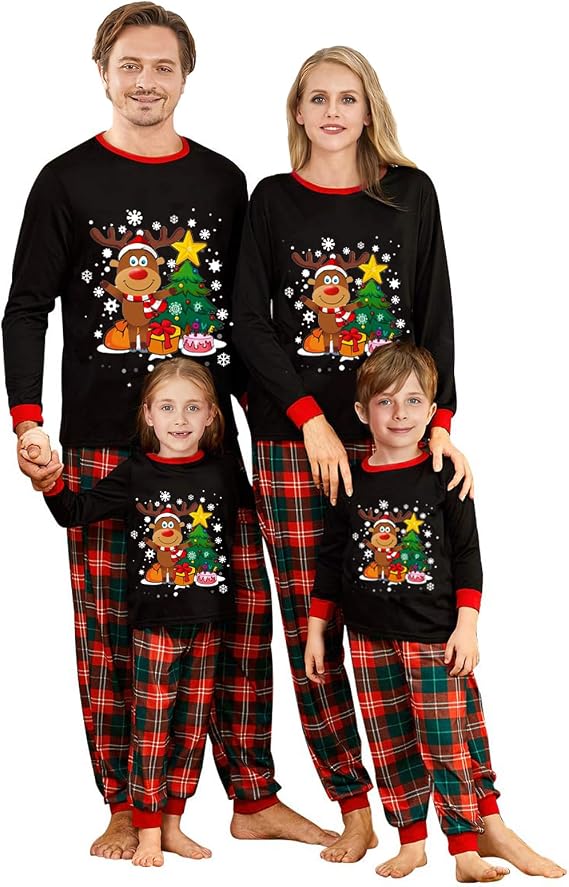One opening Family Christmas Pjs Matching Sets Soft Couple Christams Pajamas Set Sleepwear Xmas Homewear Christmas Outfits
