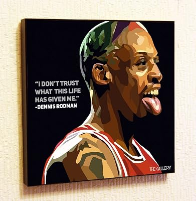 Dennis Rodman NBA basketball Motivational Quotes Wall Decals Pop Art Gifts Portrait Framed Famous Paintings on Acrylic Canvas Poster Prints Artwork Geek 10x10 25.4cm x 25.4cm