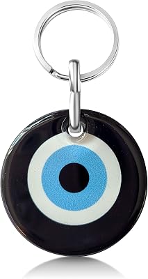 Alef Bet by Paula Evil Eye Keychain Charm Holder for Women and Men Good Luck Colorful Protection Amulet for Keys Black