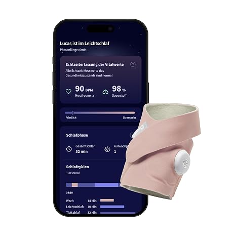 Owlet Dream Sock - Smart Baby Monitoring with App Dusty Rose Sensor-based baby monitor system with sleep tracking & notifications 0-18 months