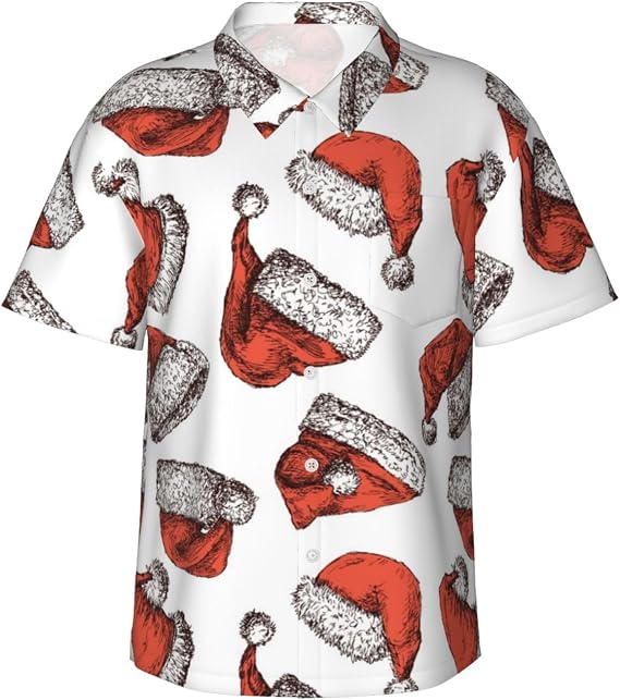 Christmas Hawaiian Shirts for Men,Funny Christmas Shirts,Christmas Shirts for Men,Santa Surfboard Blue,01-S