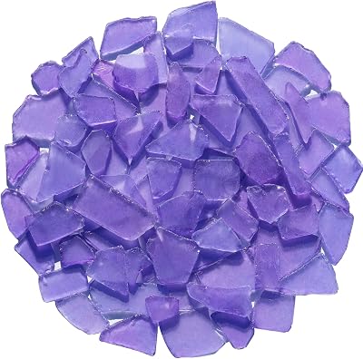 Sea Glass for Crafts - 14oz Purple Seaglass Pieces - Vase Filler and Aquarium Ornament, DIY Craft Supplies for Art, Beach Weddings, and Home Decor, Flat Frosted Dyed Color Stone