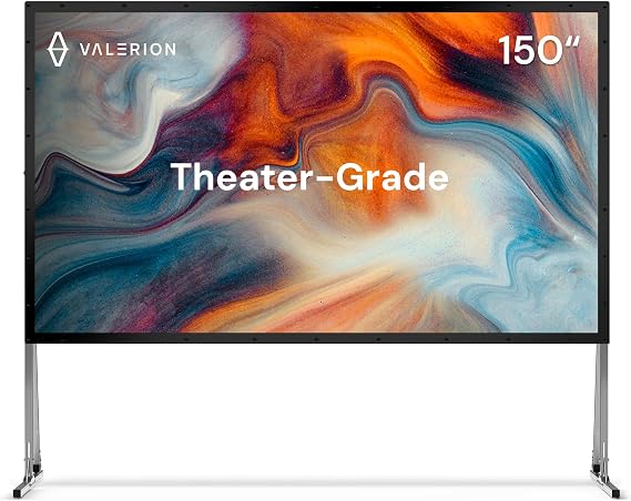 AWOL Valerion 150" Outdoor Projector Screen with Stand – 3-Min Setup, Wheeled Carry Bag, 4K/8K UHD Support, Freestanding, Portable Alloy Frame, 16:9 HD, Lightweight for Camping, Backyard, Home Theater