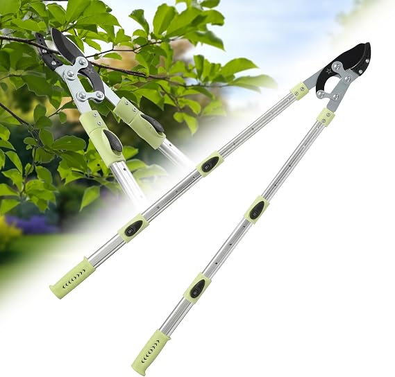 BeBecome 25"- 43" Tree Trimmer, Heavy Duty Bypass Loppers for Tree Branches, Sharp Steel Pruning Shears for 2 Inch Cutting, Garden Tool for Yard Trimming