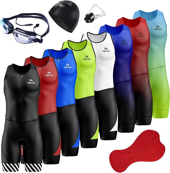 Triathlon Tri Suit, Men's Elite Sleeveless Trisuit,Men's Cycling Skinsuit Padded One Piece Trisuit Bike