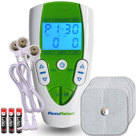 AccuRelief Dual Channel TENS Unit Pain Relief System, Provides Pain Relief From Back Pain, Neck Pain, And Other Body Pains, Clinical Strength OTC Approved