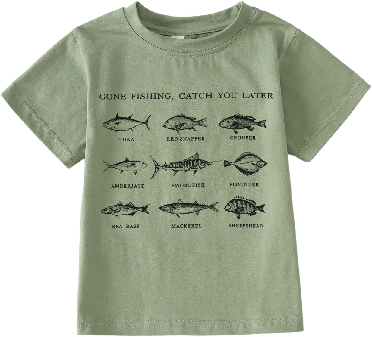 Ritatte Toddler Boy Gone Fishing Shirt Funny Fish Graphic Letter T-Shirt Kids Cute Farm Summer Short Sleeve Tees Tops