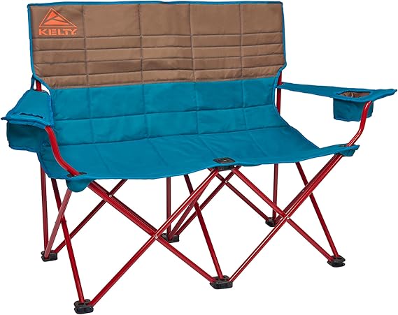 Kelty Loveseat Oversized 2-Person Heavy Duty Folding Camp Chair, Double Seat for Soccer Games, Tailgating, Beach Days (Regular Height/Deep Lake)