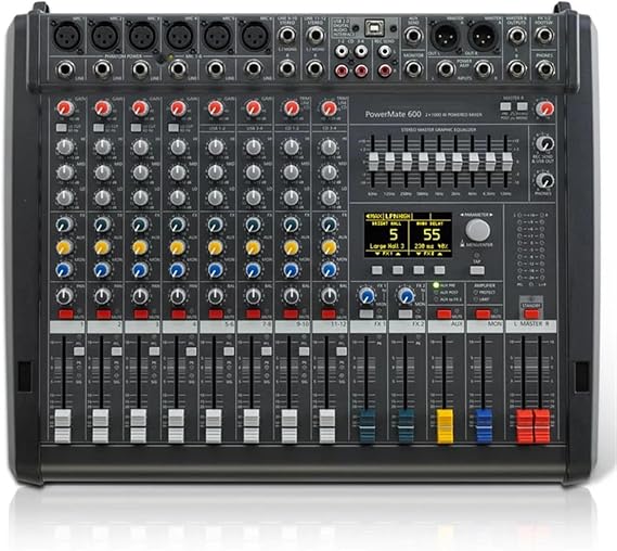 DJ Controller 1:1 Powermate PM600-3 Power Audio Mixer Console 2 * 1000W 4Ω Professional Powered Mixing 6+2Channel for Dj Professional Stage DJ starter kit