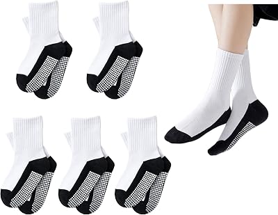 Boys Girls White Grip Socks With Grippers 1-12Y Unisex Toddler Kids Non Slip Trampoline Hospital Yoga Floor Crew Socks