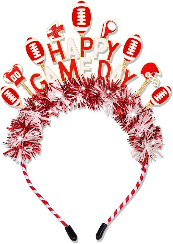 Happy Game Day Football Headband College School Team Spirit Football Mom Accessories Outfit for Football Mom Fans