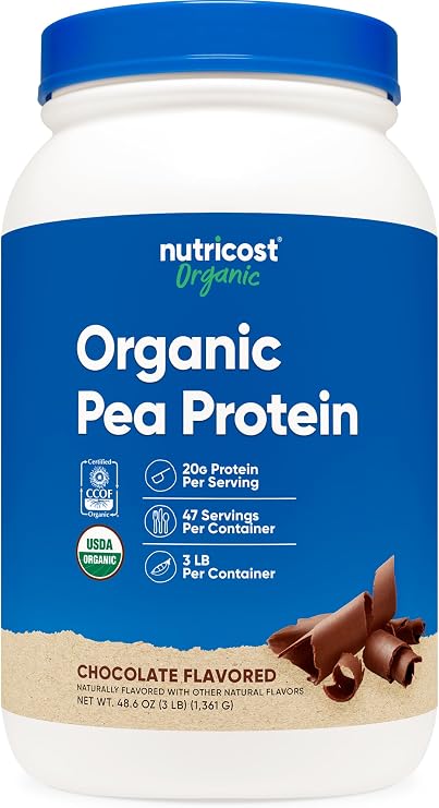 Nutricost Organic Pea Protein Powder (3 LBS) Chocolate | Certified USDA Organic, Protein from Plants, Vegetarian Friendly, Gluten Free, GMO-Free