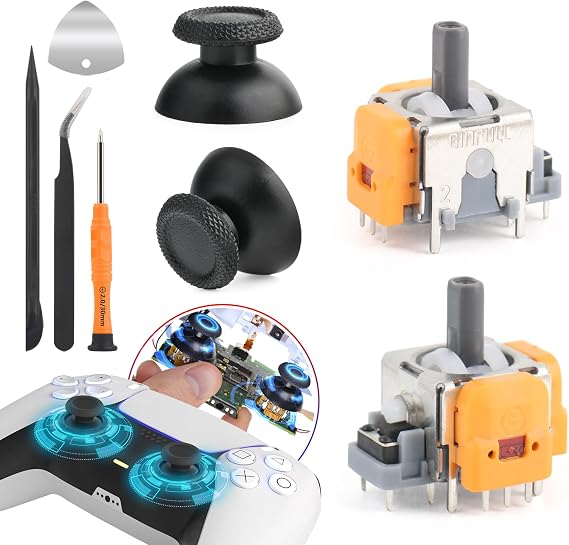 Sony PlayStation 5 PS5 Hole Effect Joystick Replacement 3D Analog Sensor Module for PS5 Joystick Thumb Stick Controller Accessories Parts with Repair Tool 2 Pack