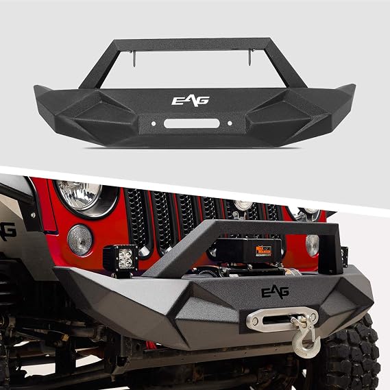 EAG Steel Front Bumper with Winch Plate Fit for 18-22 JL Wrangler