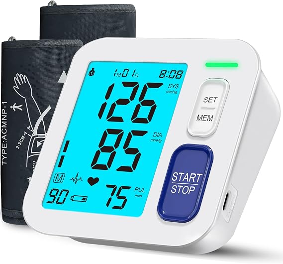 Blood Pressure Monitors for Home Use, 9-17'' & 13-21'' Extra Large Cuffs | 2 Blood Pressure Cuffs,Oversized Operation Button &Large Backlit LCD,Automatic BP Machine with USB Cable and 4 AAA Batteries