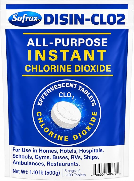 DISIN-CLO2 Multi-Purpose Instant Chlorine Dioxide Tablets Fast-Acting Cleaning & Deodorizing Tablets for Home, Kitchen & Travel Freshness Booster for Surfaces, Water Containers & Everyday Use