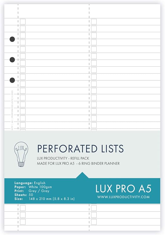 LUX PRO A5 - Perforated Lists