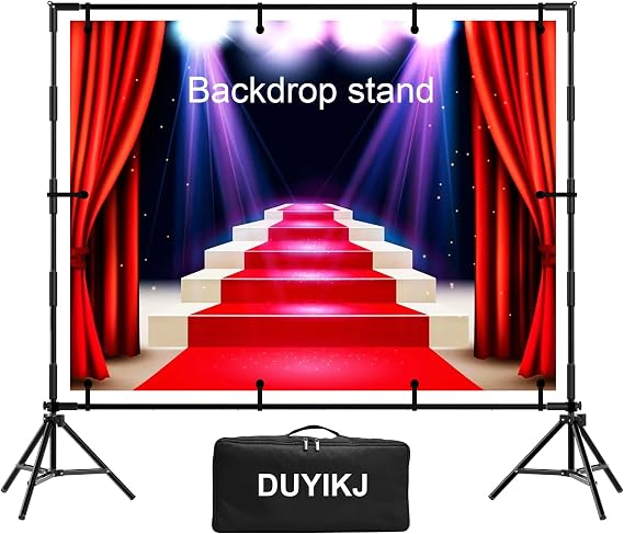 Backdrop Banner Stand,8 x 8 Ft Heavy Duty Adjustable Background Stand Photo Back Drop and Repeat Backdrop Stand for Trade Show, Party,Wedding Photo Booth with Carrying Bag